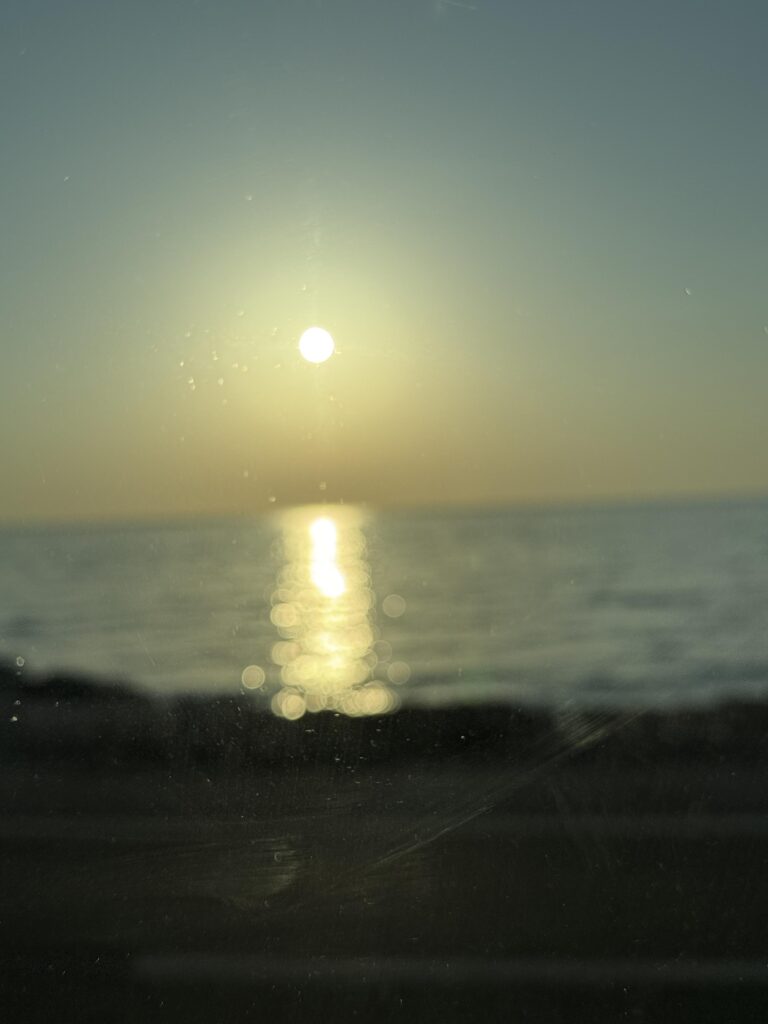Blurred sunrise over the Mediterranean.